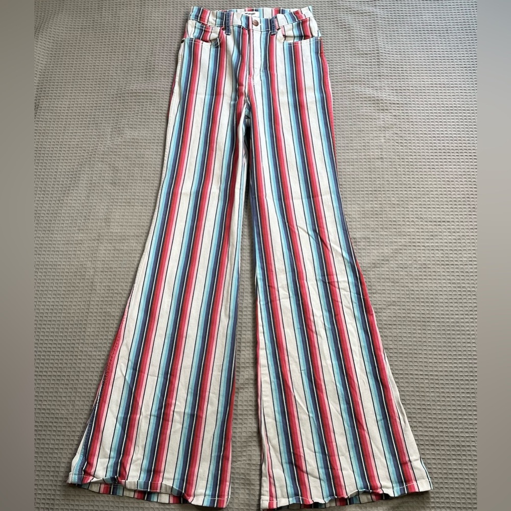 Wrangler Wanderer Flare Jeans 27 x 34 Womens High Rise Stripe Western Stretch - Picture 6 of 9